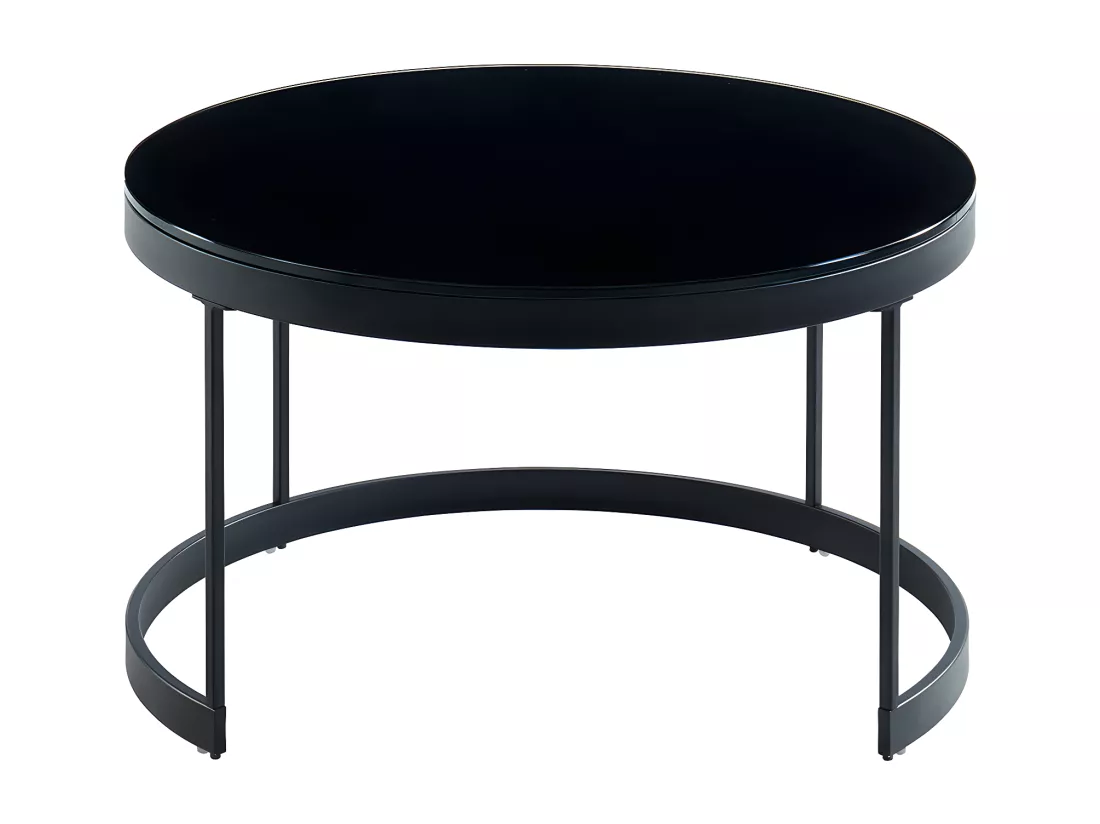 Tables basses gigognes BILLIE - Verre trempé & métal - Noir et Blanc
