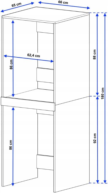 Waschmaschinenschrank offen – Waschmaschinen Überbauschrank in Weiß – 66x180x65 cm – Offenes Bad- & Hauswirtschaftsregal – für Waschmaschine oder Trockner geeignet