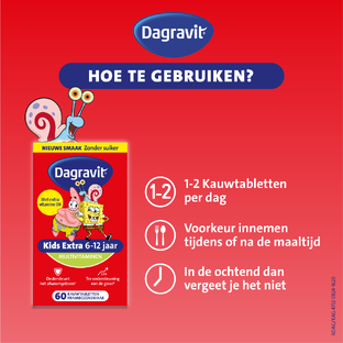 Dagravit Kids Extra 6-12 jaar Multivitaminen Kauwtabletten 60ST