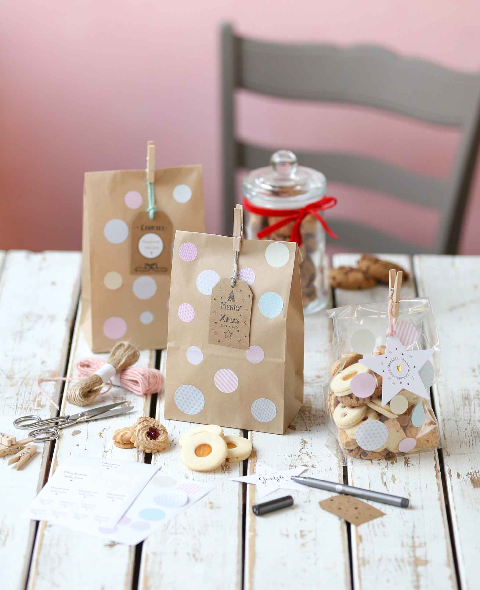 (24er Set) Geschenkanhänger DIY Geschenk Etiketten mit Schnur - Pastell