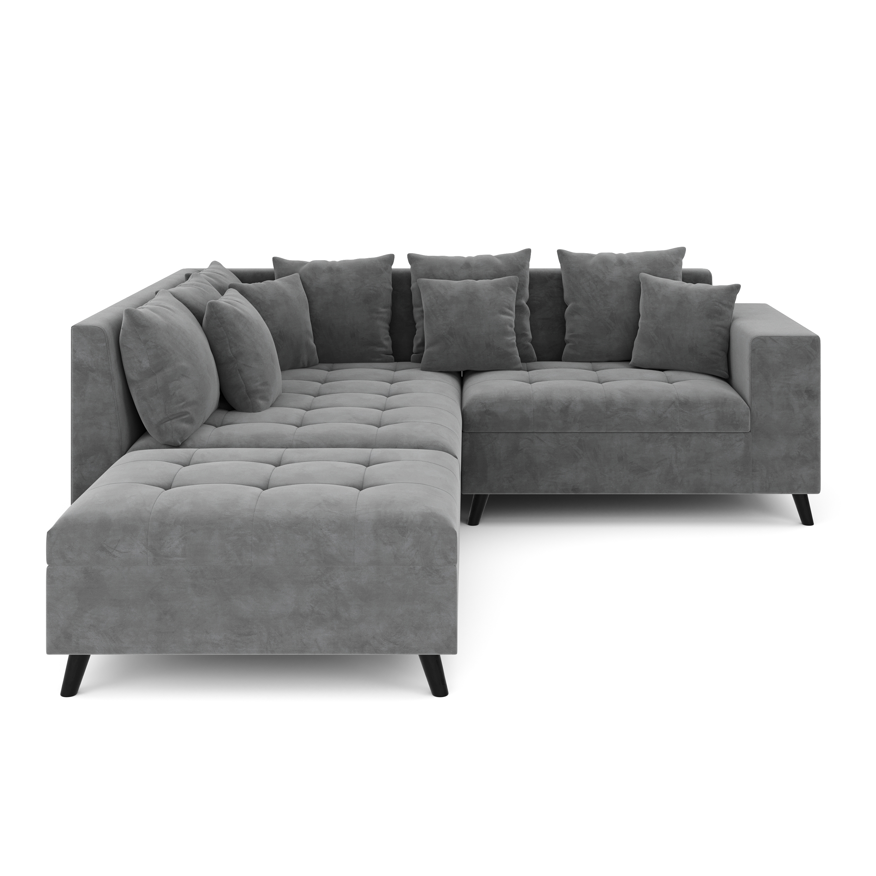 Ecksofa Samt mit Ottomane ELINA links anthrazit