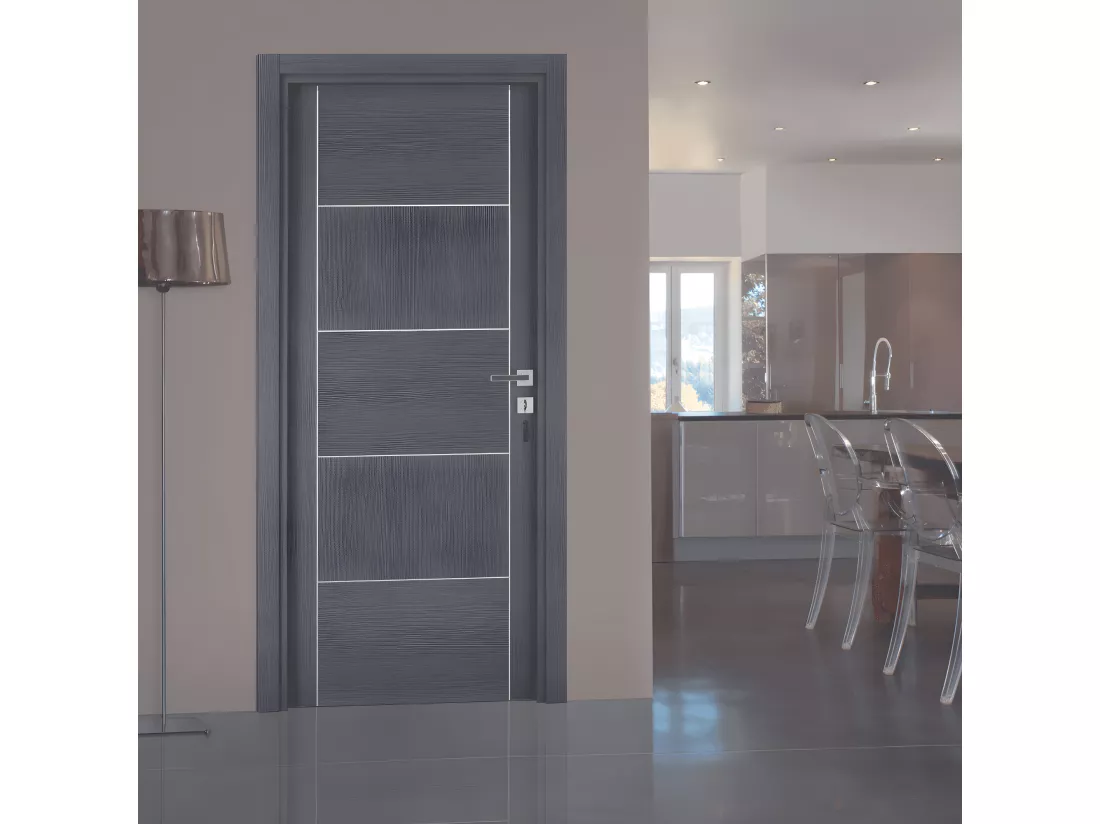 Bloc-porte pose fin de chantier collection Premium Casoar, H.204 x l.83 cm, aspect chêne cendré, réversible