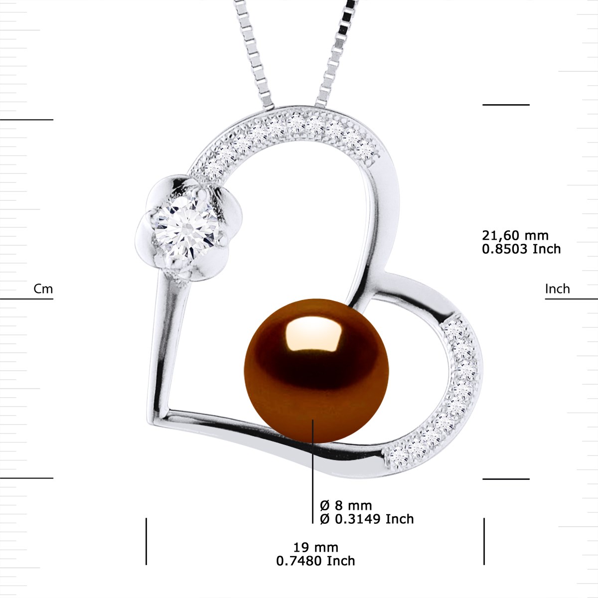 Collier LOVE Perle d'Eau Douce 8-9 mm Chocolat Argent 925
