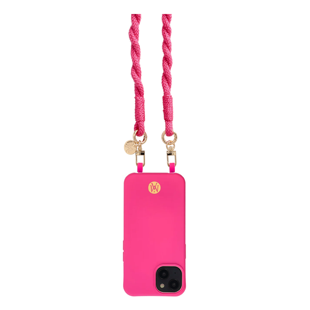 Handgemachte Handykordel Gedrehtes Umhängeband für Handyhüllen Gold - Hot Pink