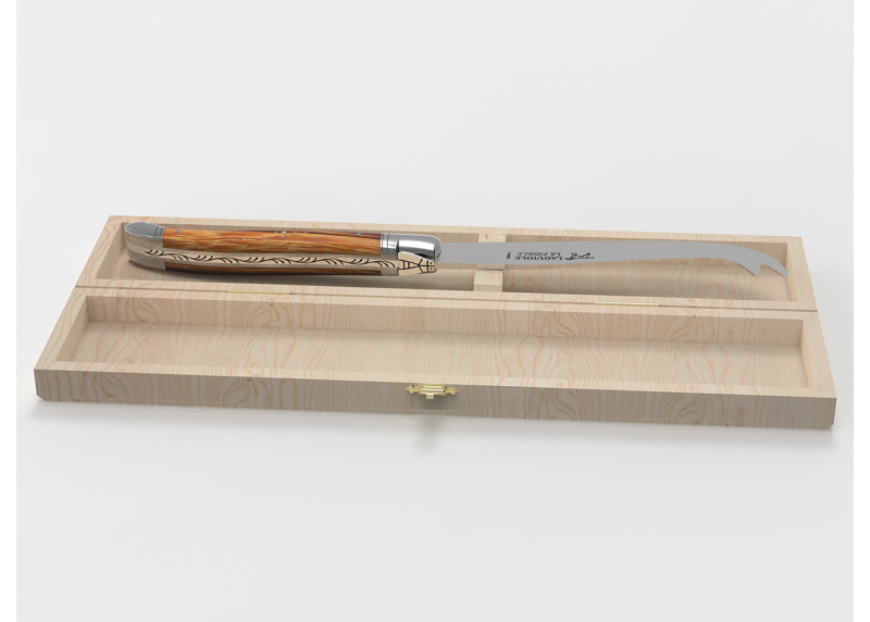 Couteau à fromage Laguiole avec un manche en bois de serpent et mitres en acier inoxydable