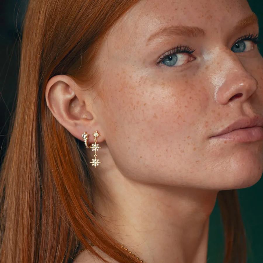 Timi Of Sweden Aurora Dangling Crystal Star Stud Earrings 4cm