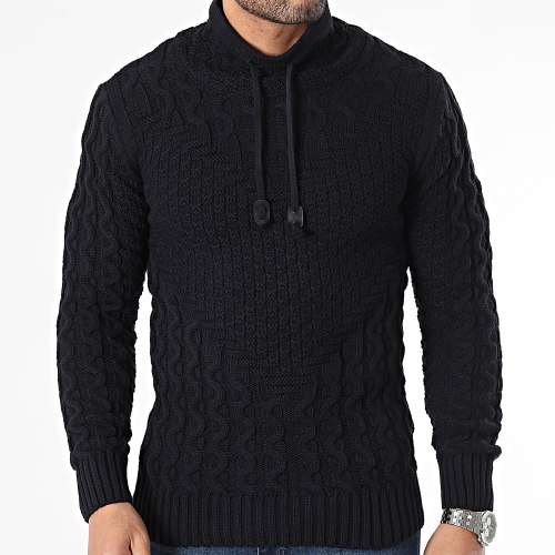 Pull Col Montant Bleu Marine
