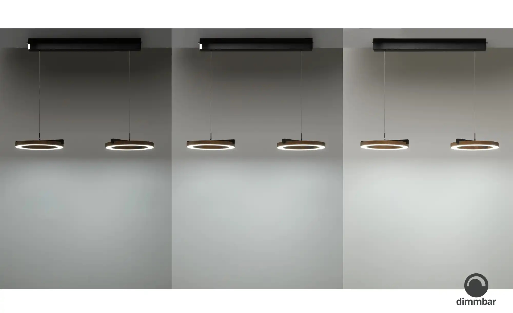 KHG LED-Pendelleuchte, 2-flammig, anthrazit / Eiche