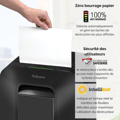 Fellowes Powershred LX200 - destructeur de documents coupe croisée mini-cut - 12 feuilles - Corbeille 22 litres