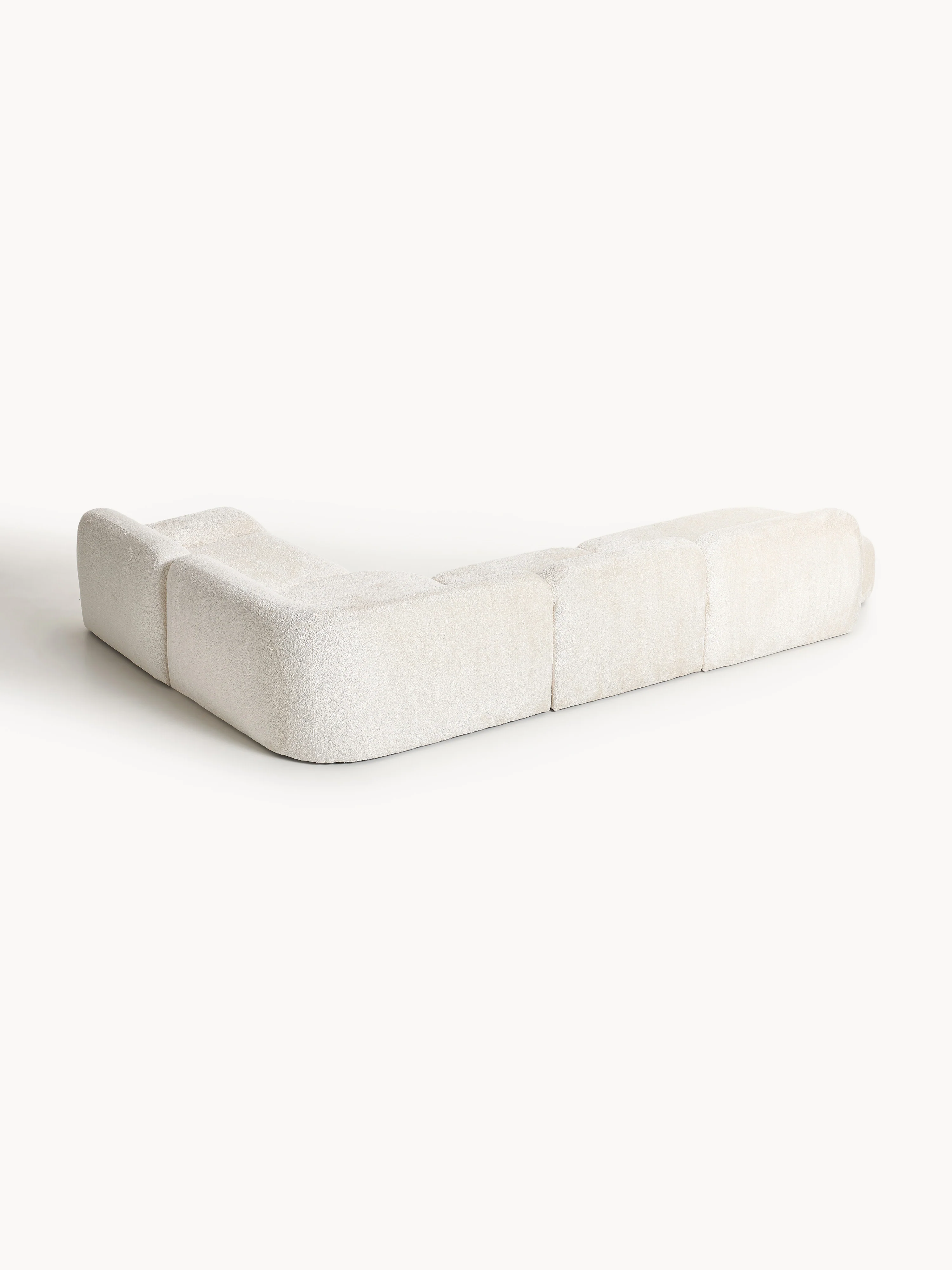 XL modulaire teddy bouclé hoekbank Wolke (4-zits) met chaise longue