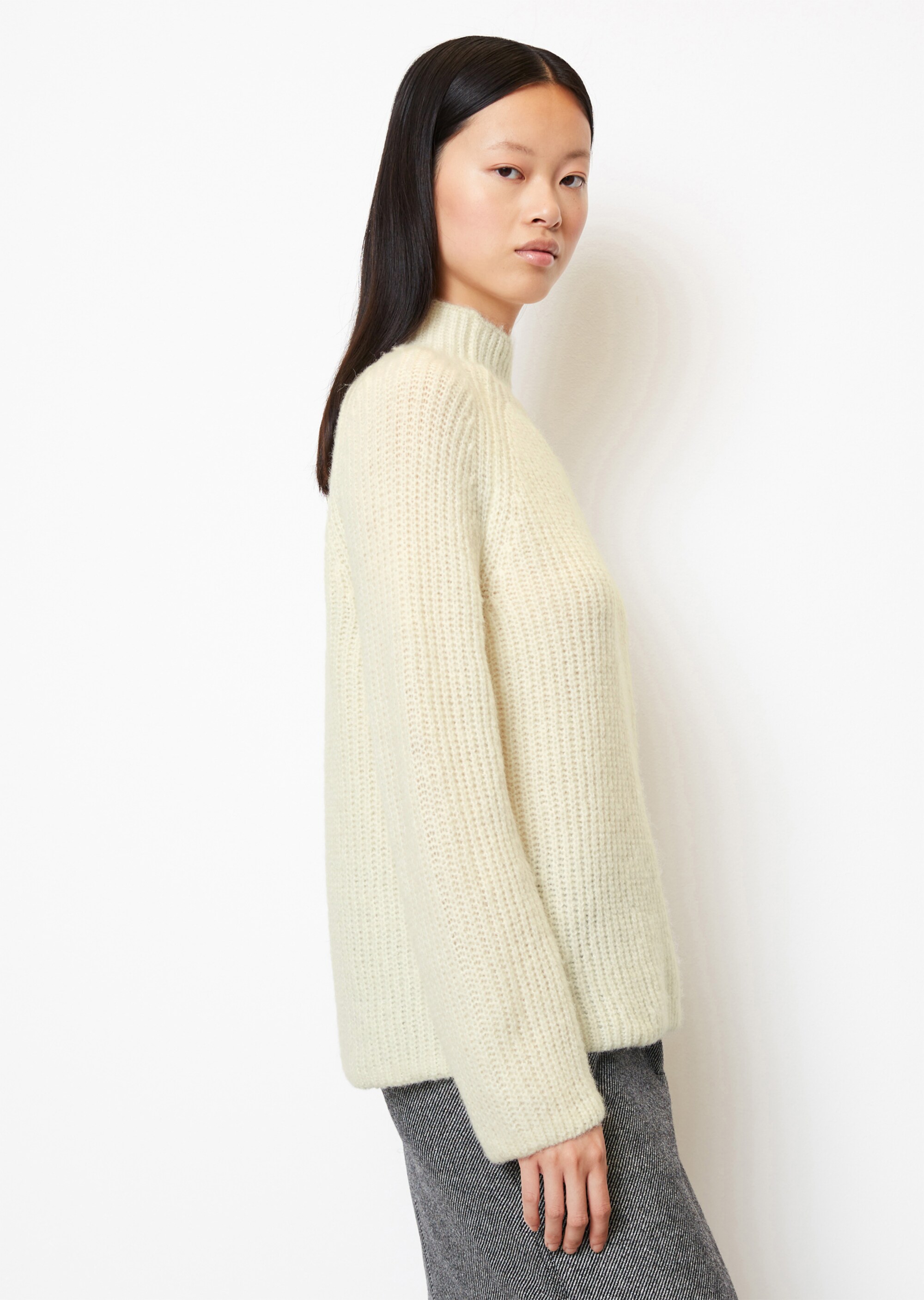 Pullover looseaus flauschigem Schurwolle-Alpakawolle-Mix