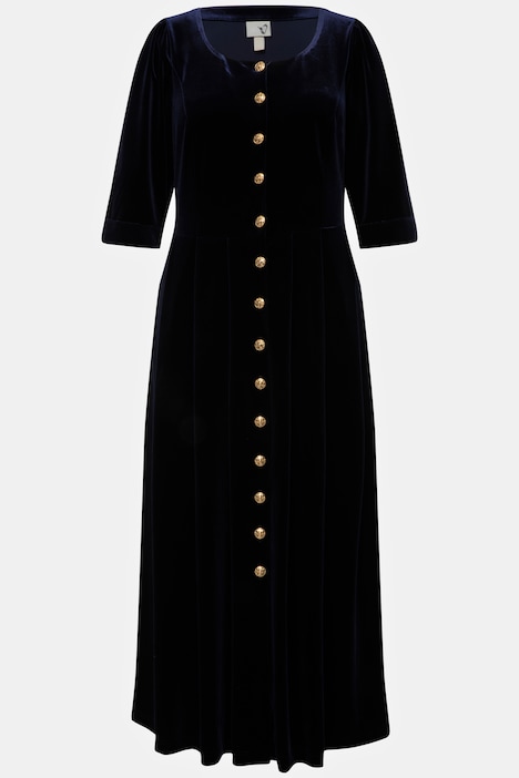 Trachten-Samtkleid, Prinzessnähte, Rundhals, 3/4-Arm