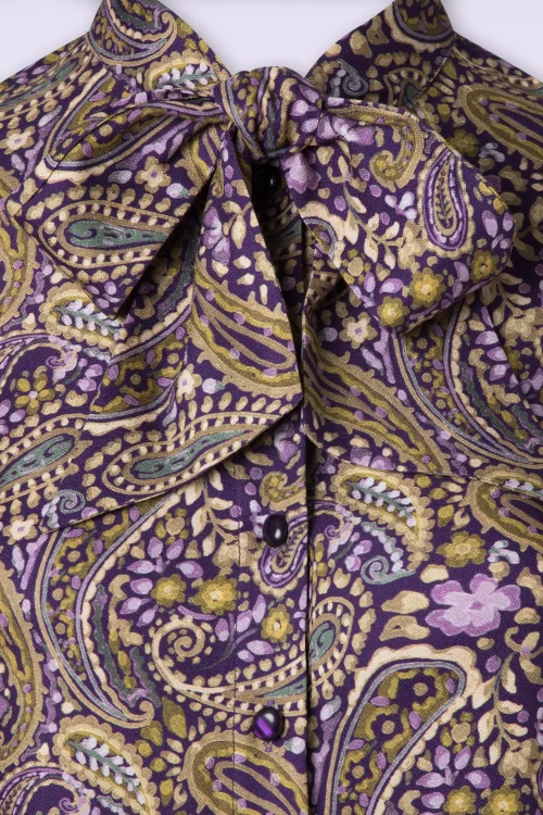Very Cherry Ruffle paisley blouse in paars