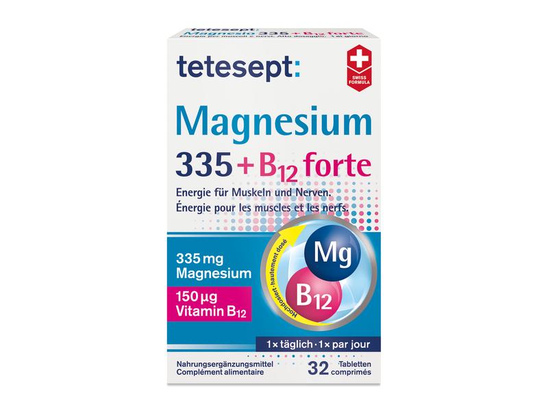 tetesept Magnesium 335   B12 forte 32 Tabletten Nahrungsergänzungsmittel mit Magnesium und Vitamin B12