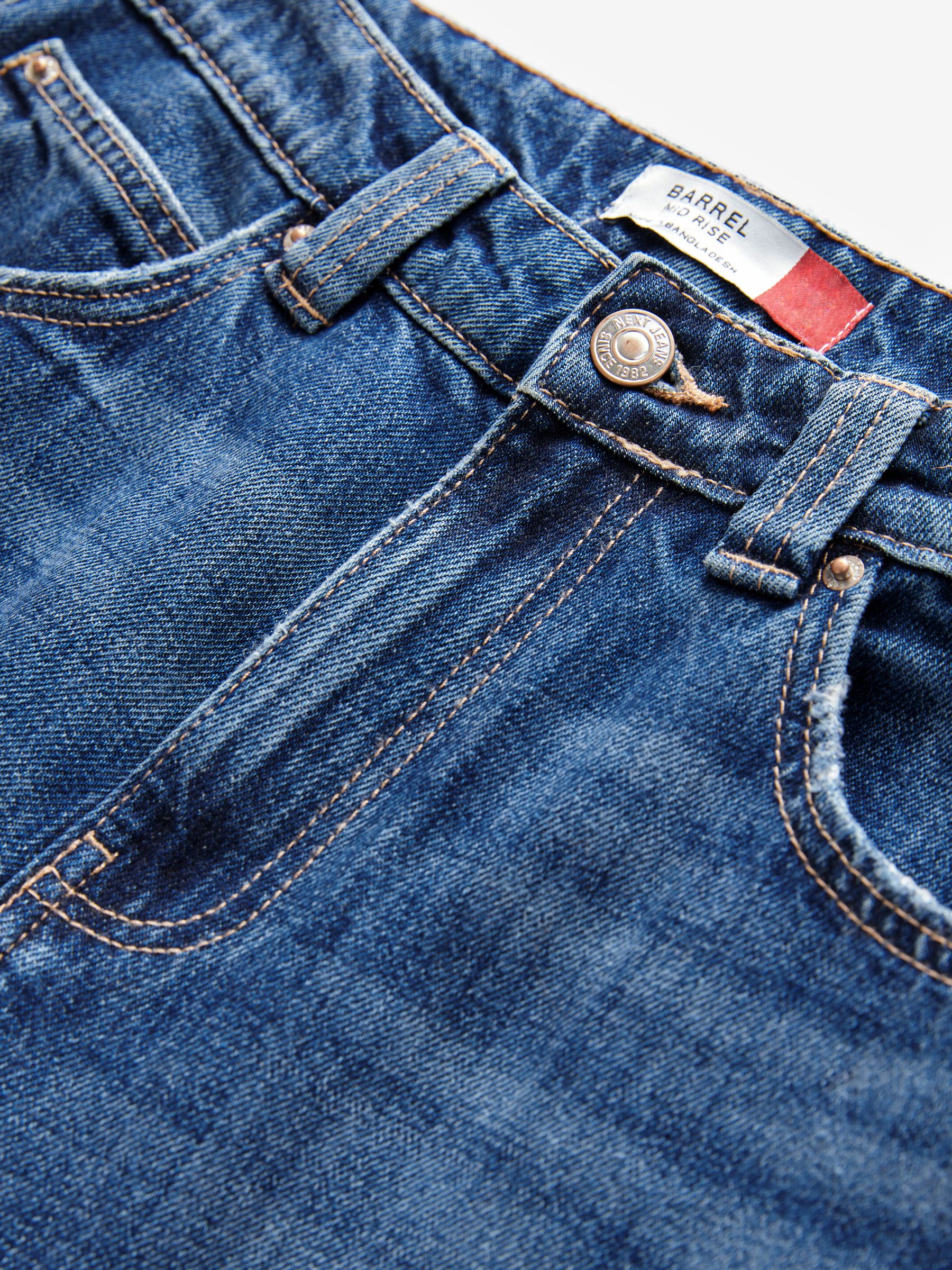 Donkerblauw - Hourglass Barrel Jeans met pijltjes op de knieën 100% Katoen