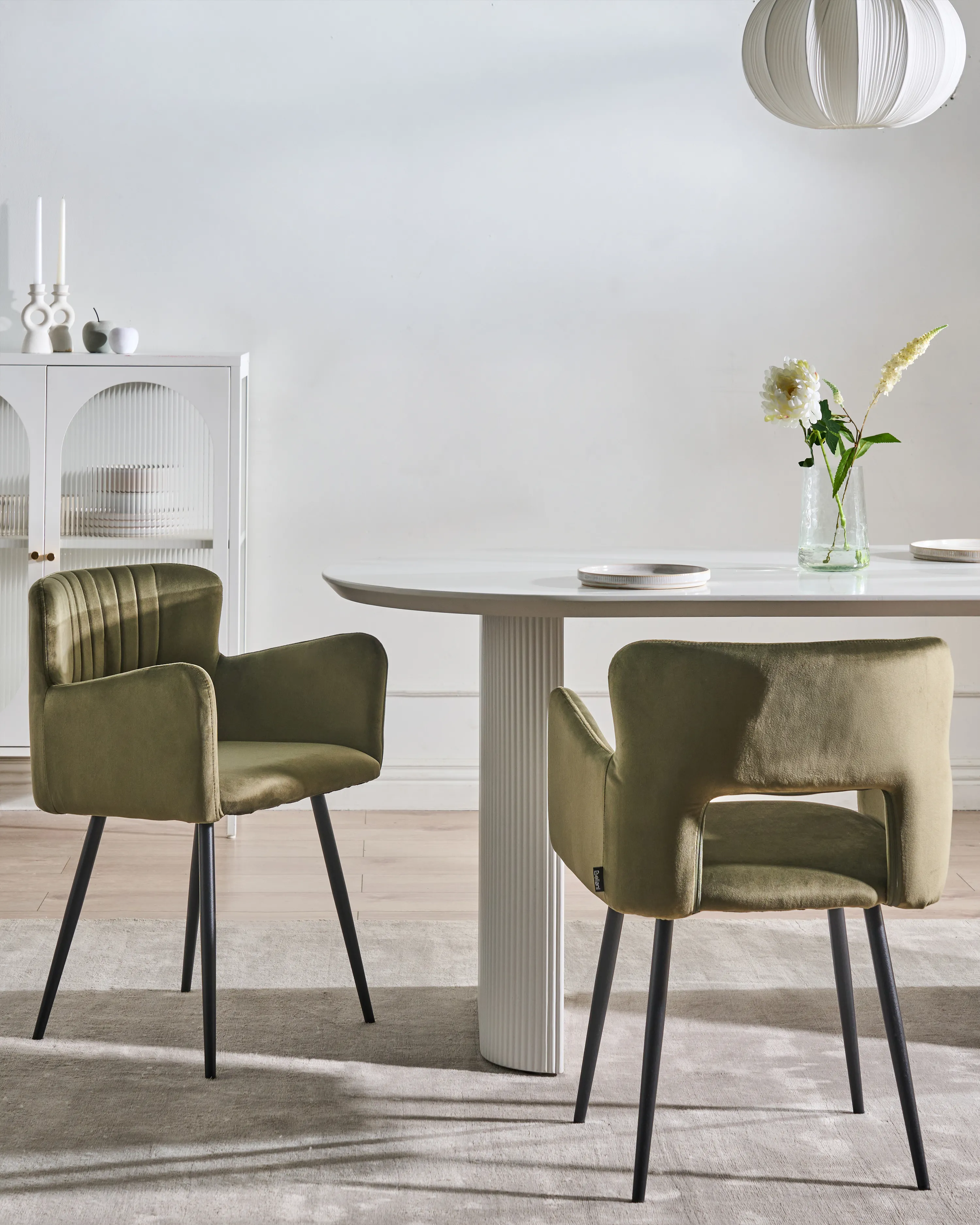 Set van 2 eetkamerstoelen SANILAC Fluweel Olijfgroen