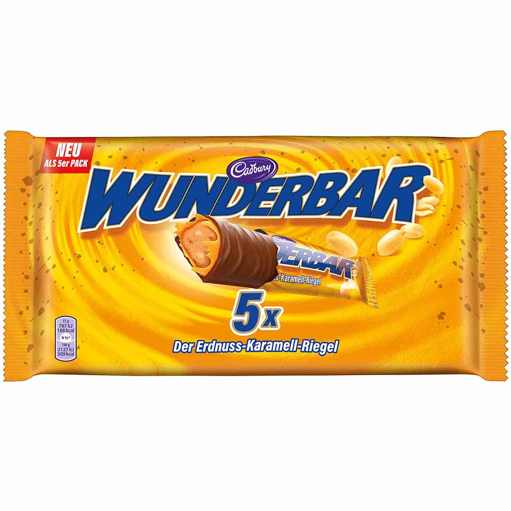 Cadbury Wunderbar Peanut-Butter Riegel 5x37g=185g MHD:9.9.25