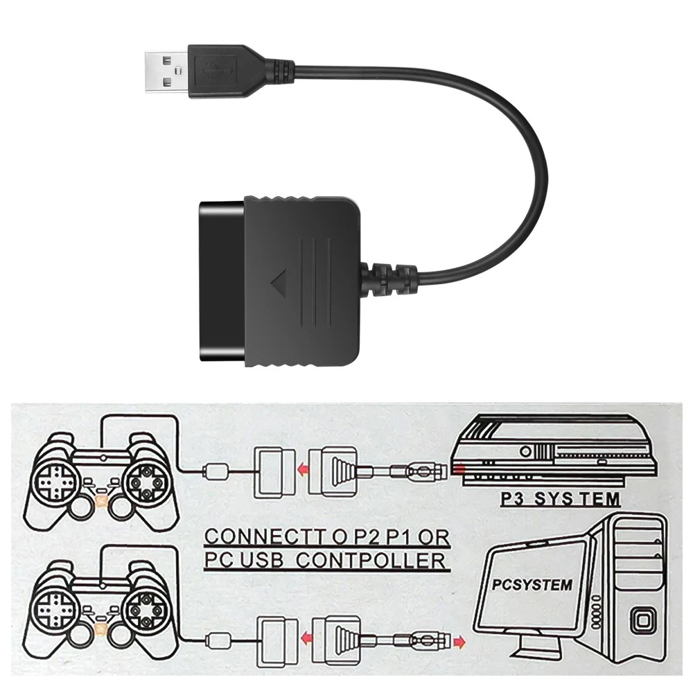 USB A auf Dualshock 2 Game Controller Adapter für Sony Playstation PS2 Controller - Schwarz