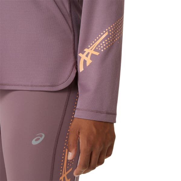 T-shirt running ASICS ICON 1/2 ZIP LS TOP W DUSTY MAUVE/WATERSHED ROSE