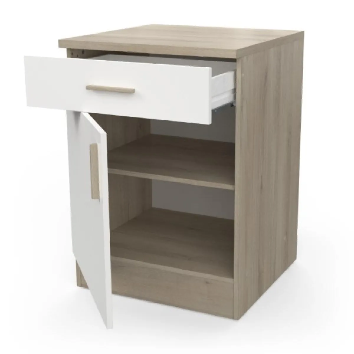 Dansmamaison Meuble Bas Cuisine 60 cm - Blanc/Chêne