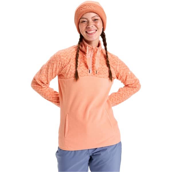 Sweat polaire ROXY SAYNA HALF ZIP PEACH PINK ROXYGRAM TONAL