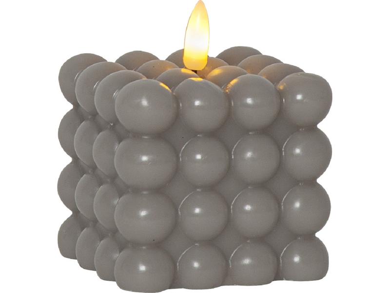 Star Trading LED-Kerze Flamme Dot, 7.5 x 7.5 x 9.5 cm, Grau Künstliche Kerze mit beweglicher Flamme