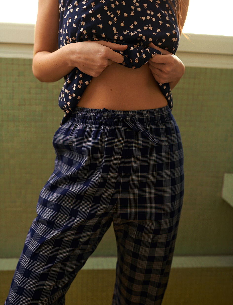 Pantalon - carreaux bleu encre