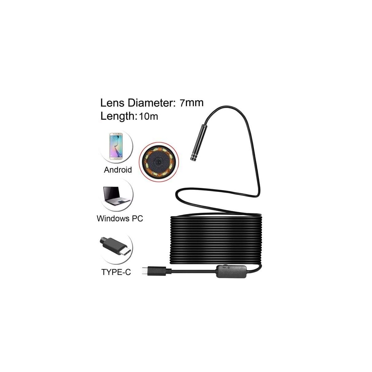 Inspeksjonskamera USB Type-C - PC / Android - 10 meter / 7mm