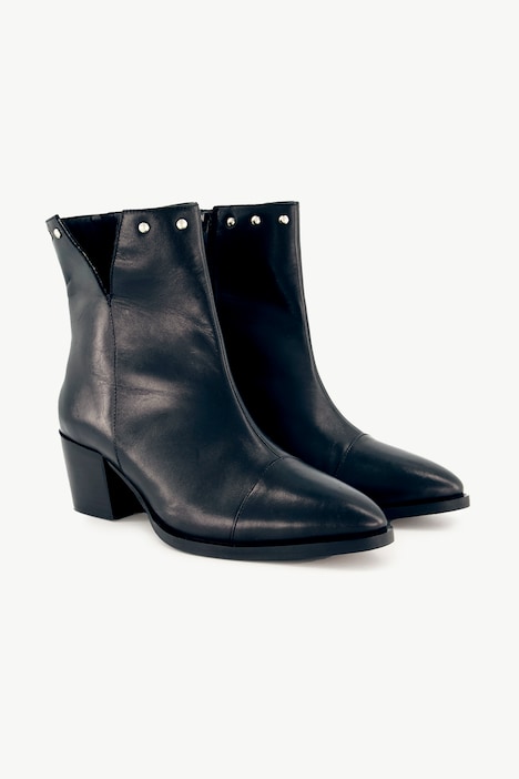 Leder-Stiefeletten, Ziernieten, Wechselfußbett, Weite H