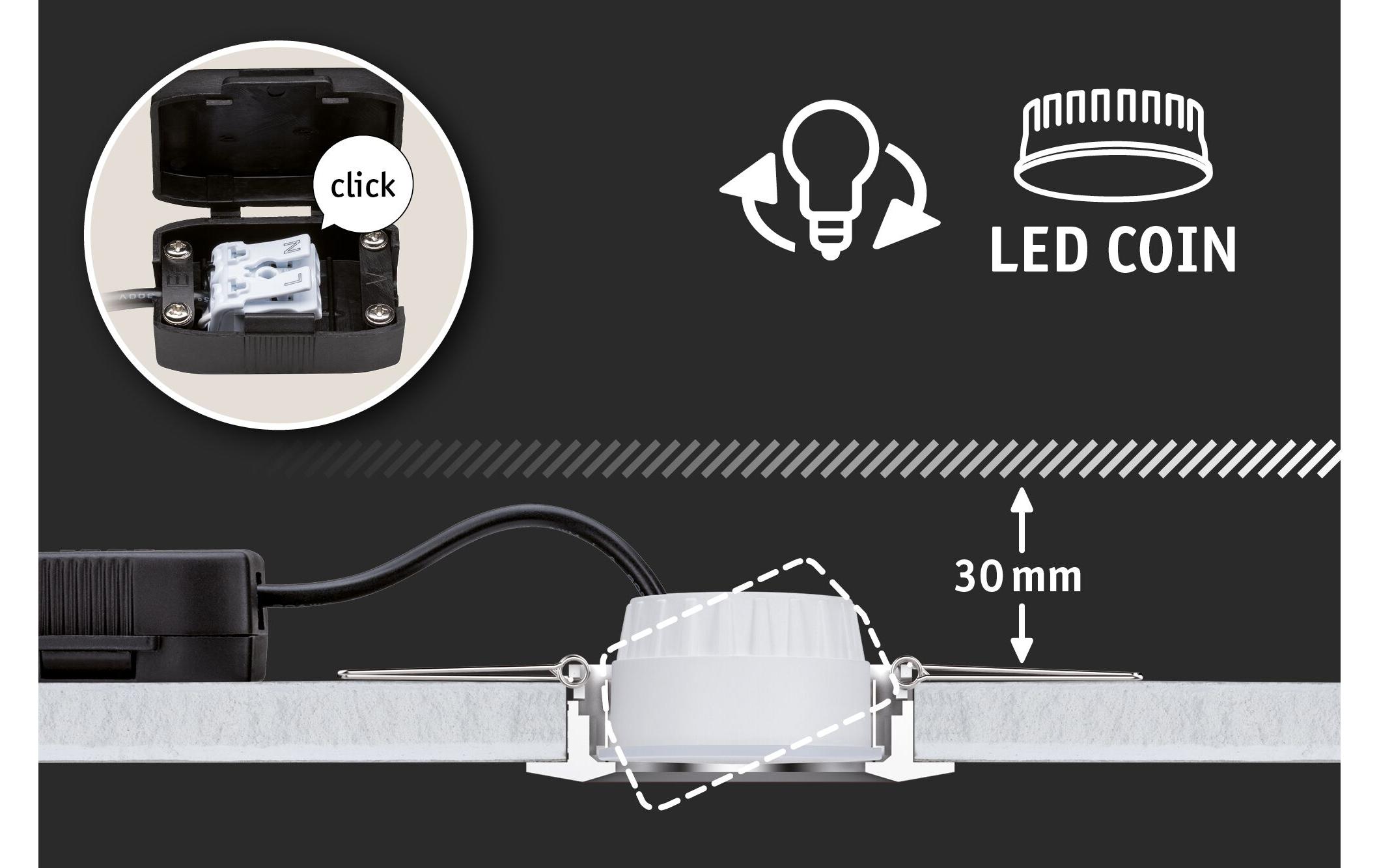 Einbauspot Nova Plus Coin Starr, 1 x 6 W, 2700 K, EisenLED Einbauspot