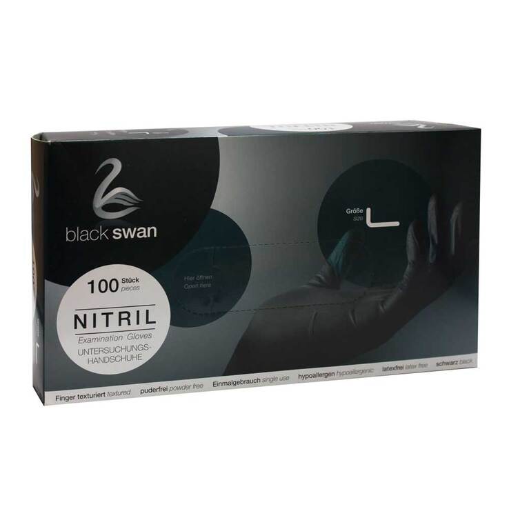 Nitril Handschuhe puderfrei Größe L schwarz, 100 St