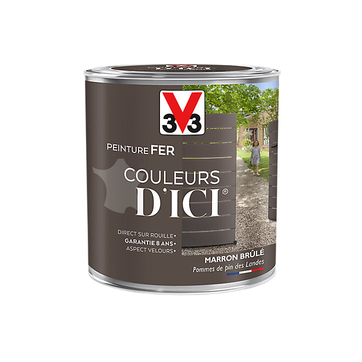 Peinture extérieure fer Couleurs d'ici marron brûlé Velours V33 0,5L