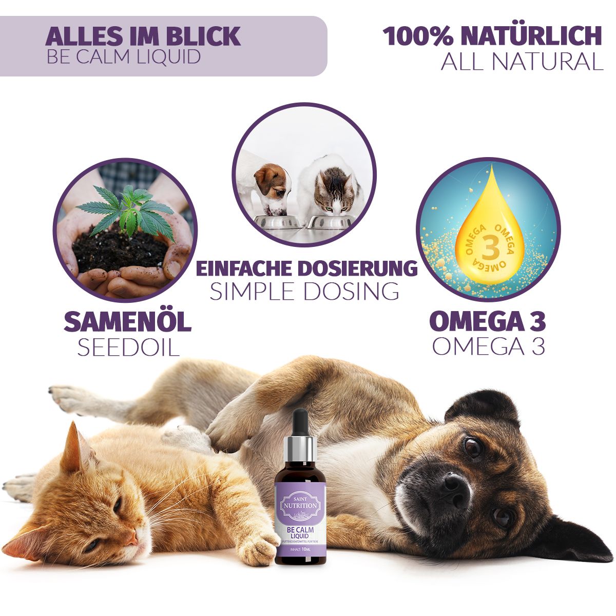 Saint Nutrition® | Be Calm Öl | Beruhigungsmittel für Tiere