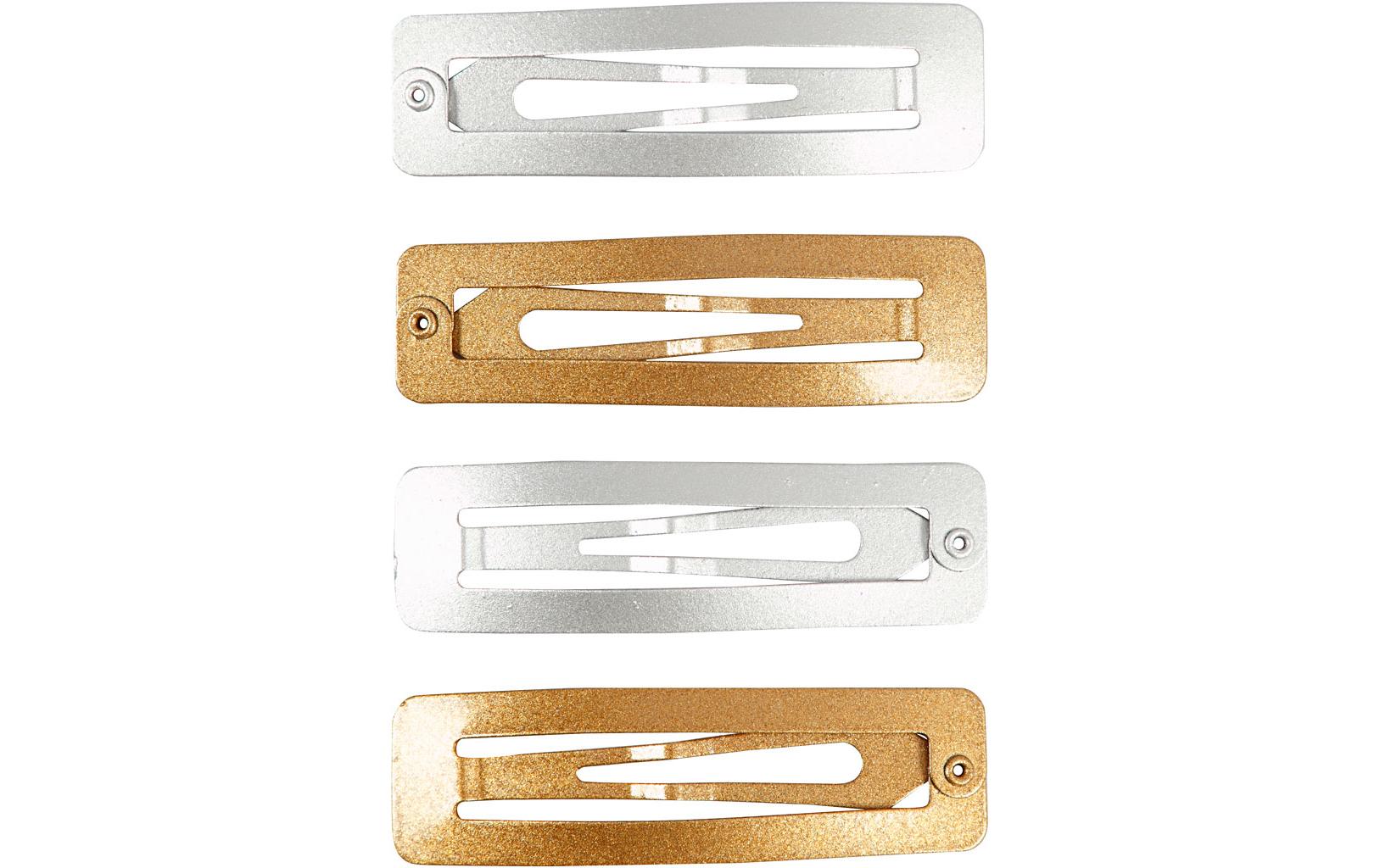 Haar-Clip 5.8 x 1.6 cm 4 Stück, Gold/SilberHaarspangen