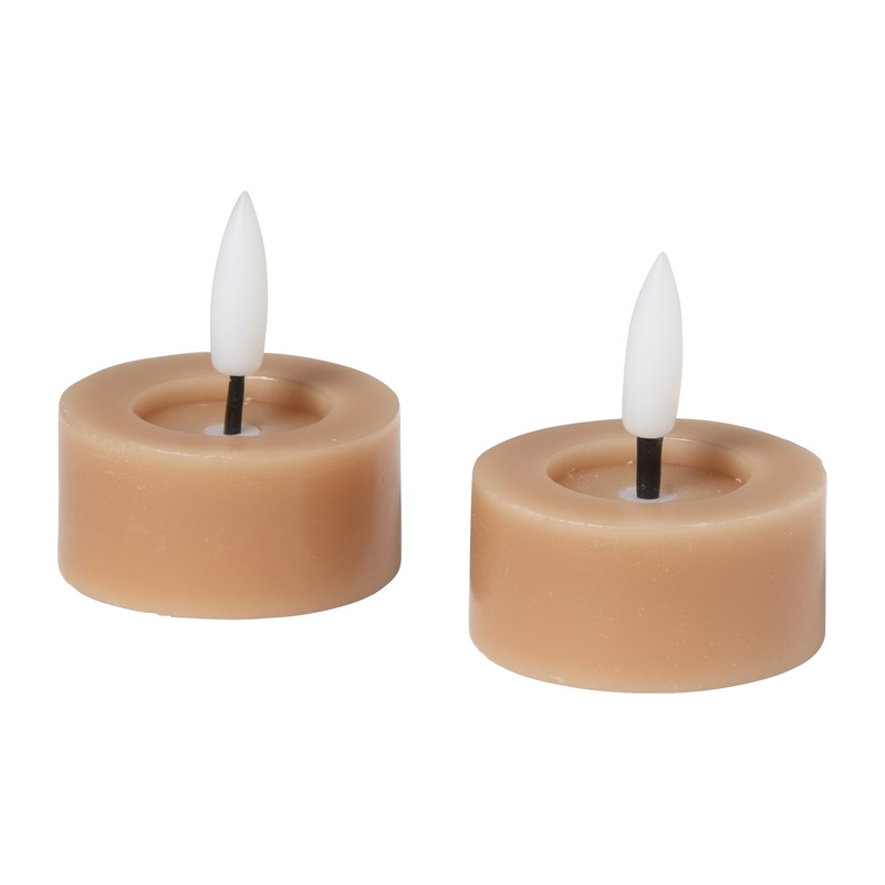 LED waxinelichten - taupe - set van 2