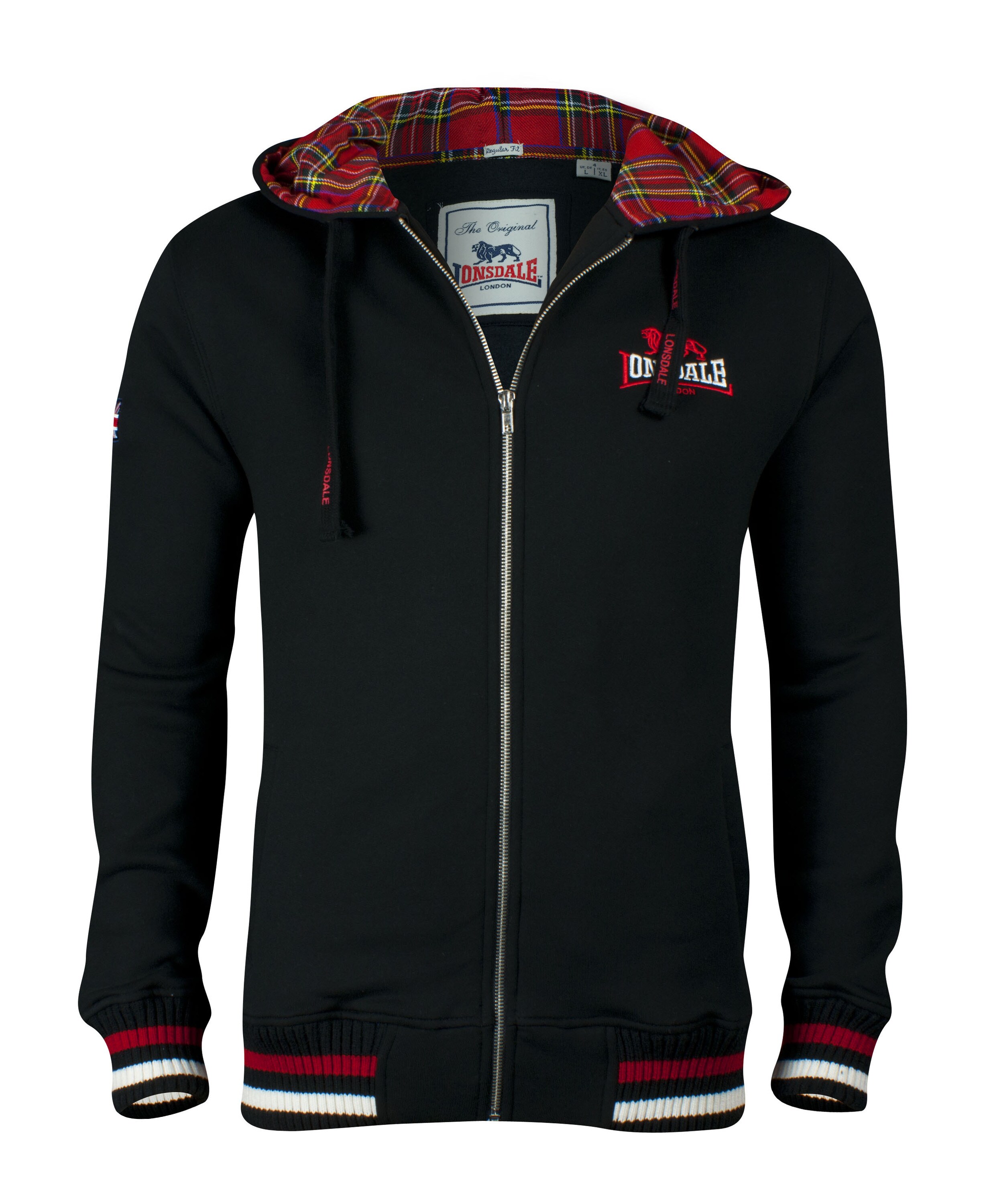 Lonsdale Herren Kapuzensweatjacke mit Reißverschluss normale Passform LANCASTER
