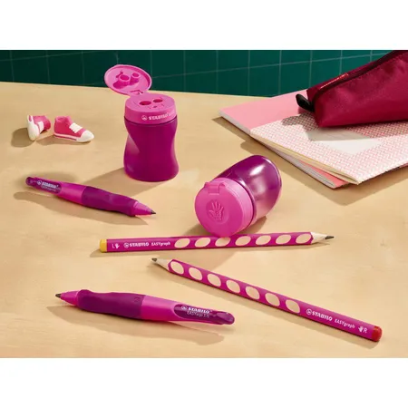 Ergonomischer Dreikant-Bleistift für Linkshänder - STABILO EASYgraph in pink - 2er Pack - Härtegrad HB