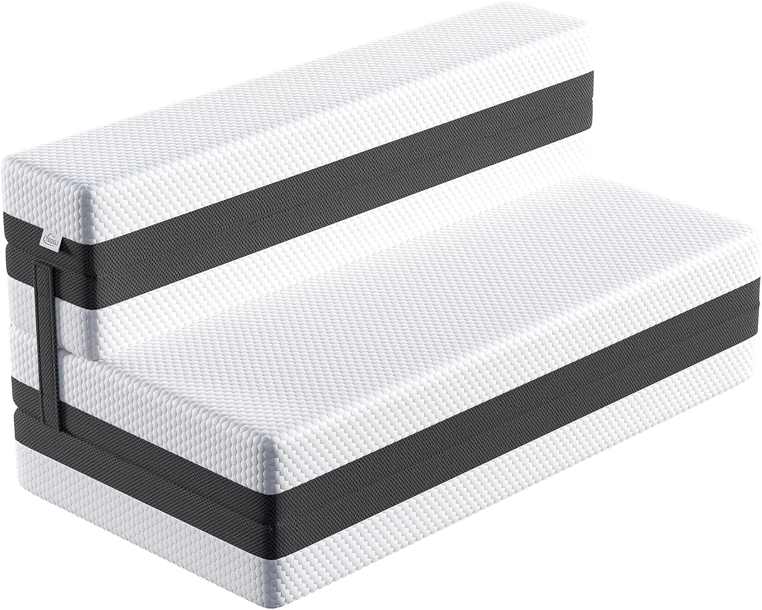 TeQsli Gel Klappmatratze 15 cm Höhe, Gästematratze, 4-teilige Faltmatratze & 3-in-1 Schlafsofa mit waschbarem und abnehmbarem Bezug, Öko-Tex & CertiPUR Zertifiziert (90x200x15cm)