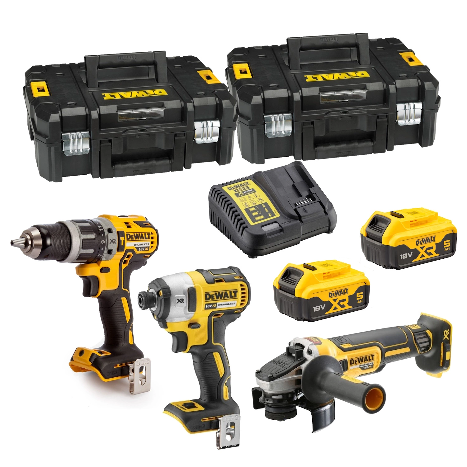DeWALT DCK384P2T-QW 18V Li-ion accu 3-delige combi set (2x 5.0Ah) in TSTAK koffers