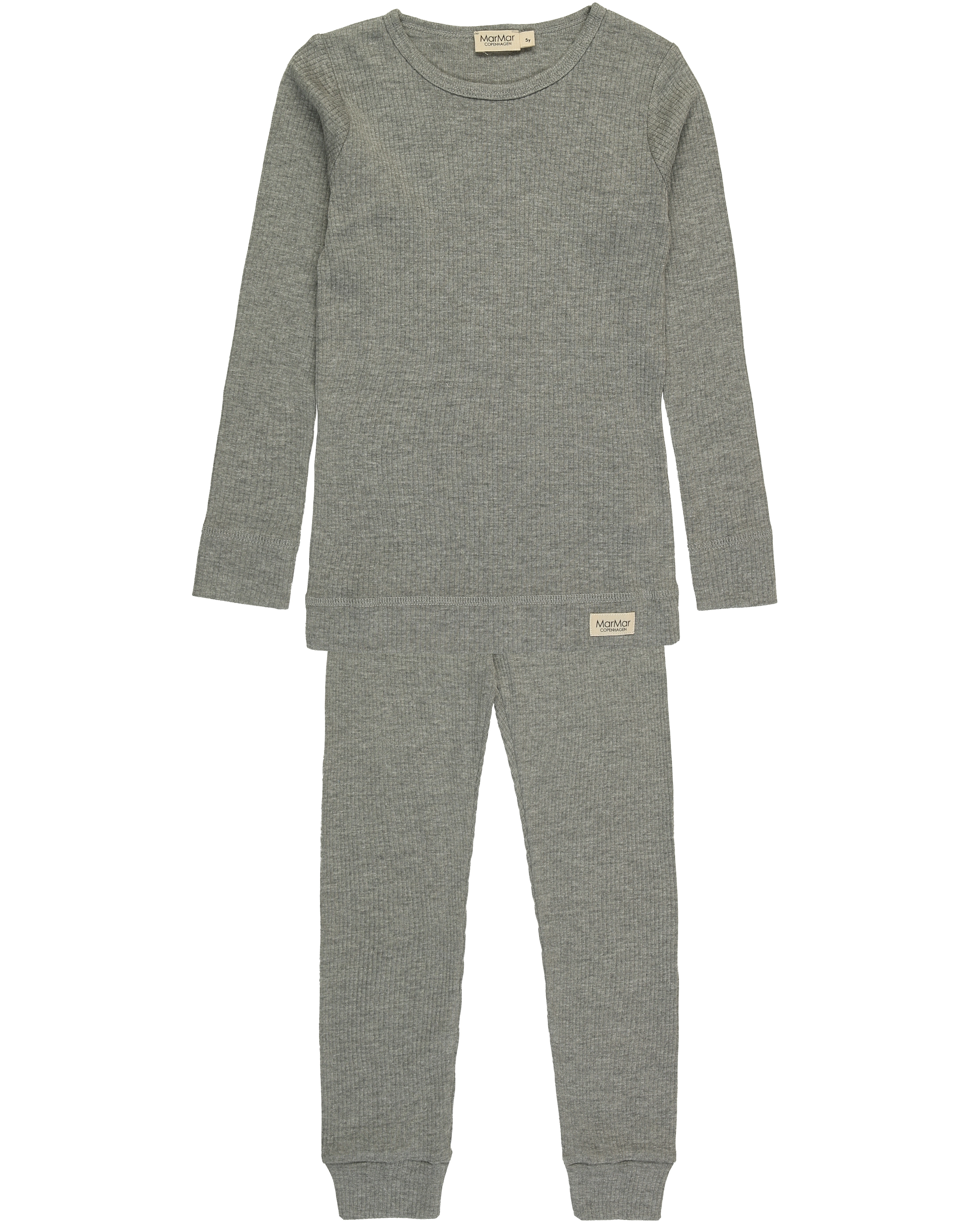 Schlafanzug lang PLAIN RIB in grey melange