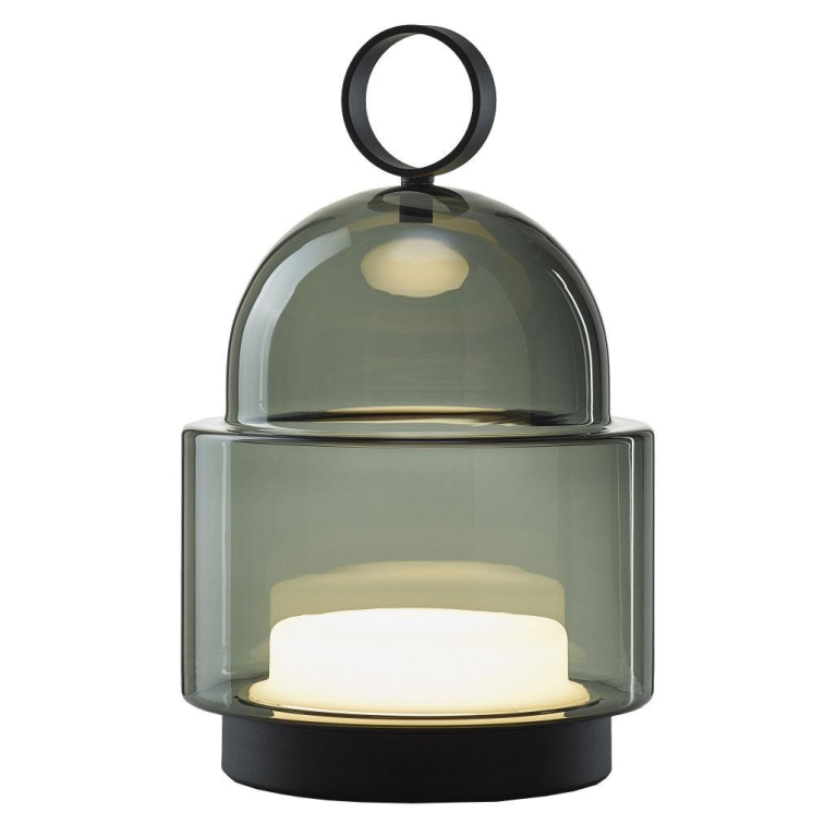 Brokis Dome Nomad tafellamp LED oplaadbaar small rookgrijs zwart