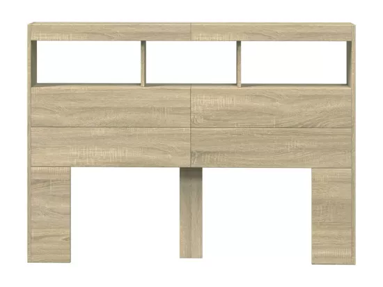 Armoire tête de lit avec LED chêne sonoma 140x17x102