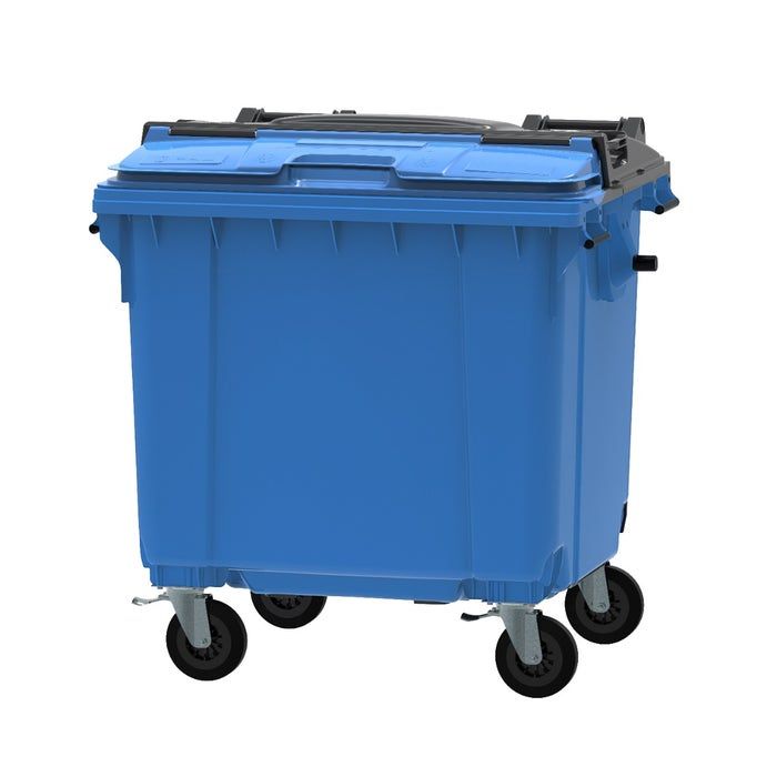 Afvalcontainer 1100 liter blauw met blauw/grijs Split Lid deksel (6151801133122)