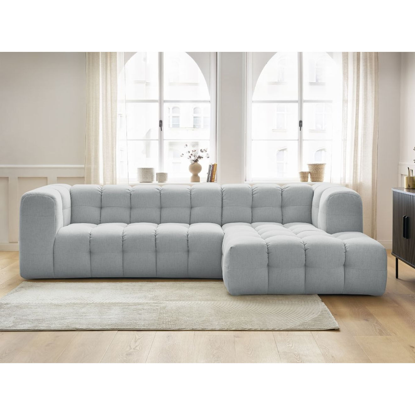 Bobochic Canapé d'angle droit cloud gris clair - 288x184x75 cm
