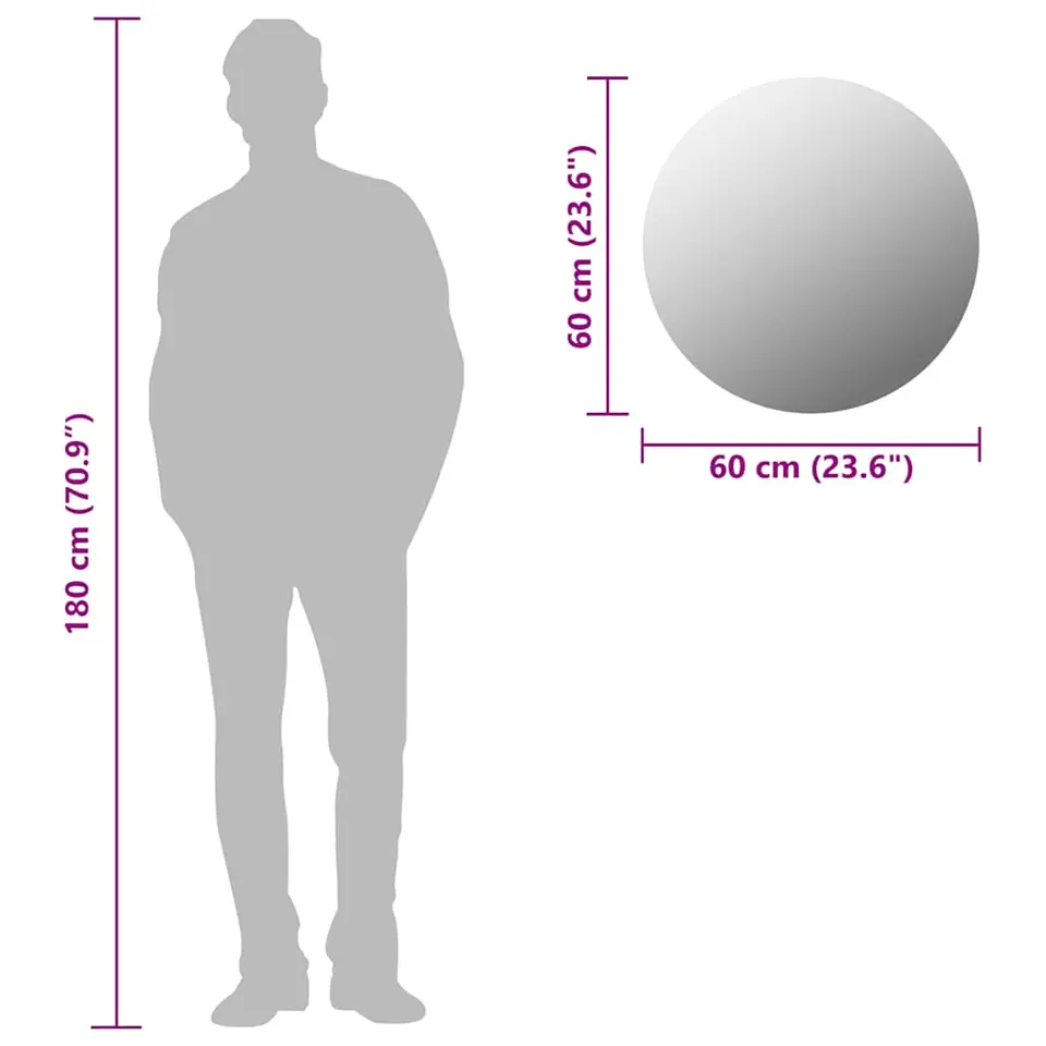 vidaXL - Wandspiegel - Zilver - Glas - Φ 60 cm