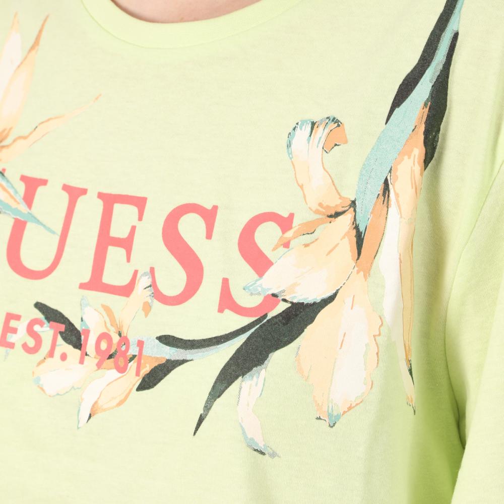 Guess T-shirt Vert Femme Guess Kwiatowy