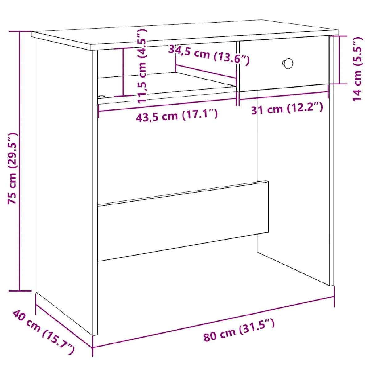 VidaXL Bureau Blanc Bois d'Ingénierie
