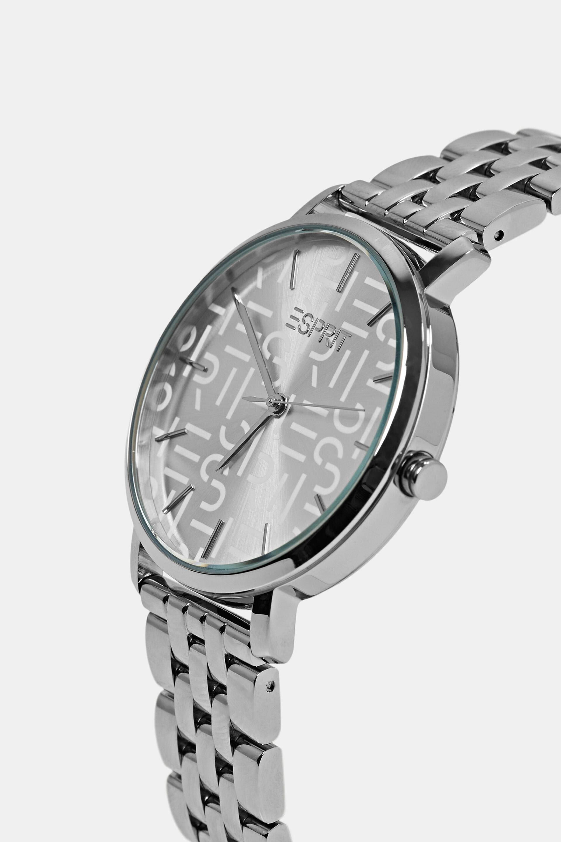 Montre en acier inoxydable à cadran orné du logo