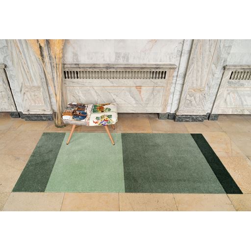 Tica Copenhagen Stripe Horisontal Gulvtæppe, Grøn/Støvet/Mørk Grøn, 90x200 cm