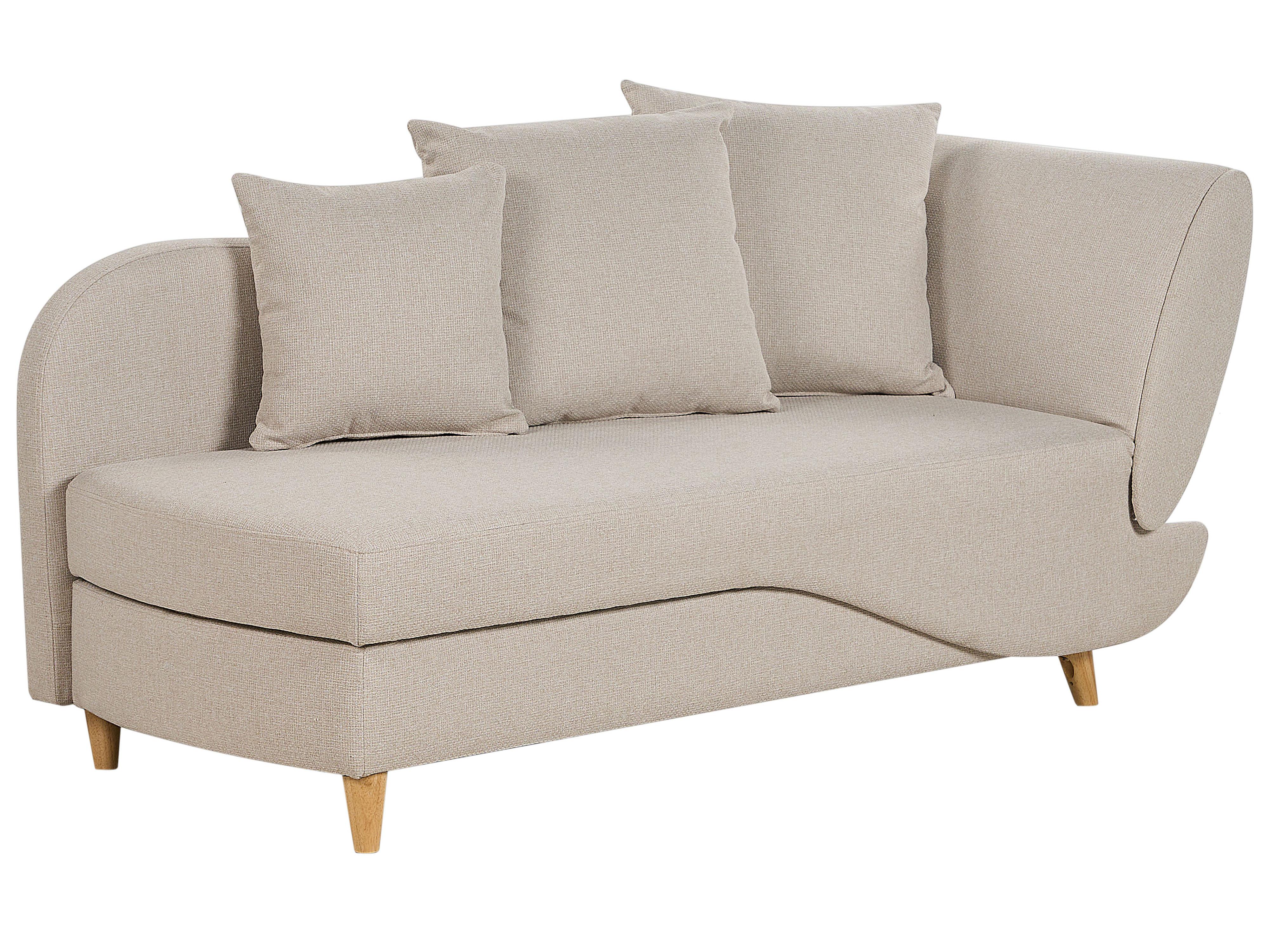Rechtszijdige chaise longue MERI Kunstlinnen Beige met opbergruimte